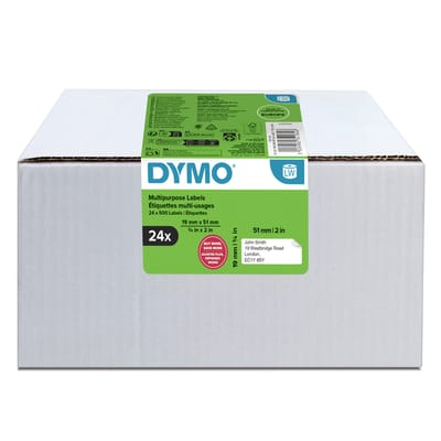 DYMO originele kleine LabelWriter multifunctionele labels | 19 mm x 51 mm | 24 met elk 500 labels (12.000 zelfklevende etiketten) | Gemakkelijk te verwijderen labels | voor LabelWriter labelprinters