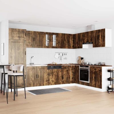 vidaXL - Keuken - Kast - Kalmar - Rook - Eiken - 80 - x - 46 - x - 81,5 - cm - Bewerkt - hout