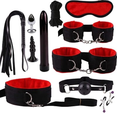 Nooitmeersaai - BDSM bondagekit Slave Red compleet 11-delig