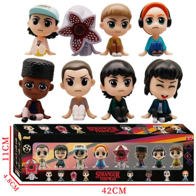 8 Stuks/set Cartoon Personages Speelgoed Schattige Eleven Demogorgon Anime Figuur PVC Bureau Decoratie Poppen Ornamenten Model Speelgoed Kinderen Cadeaus beige
