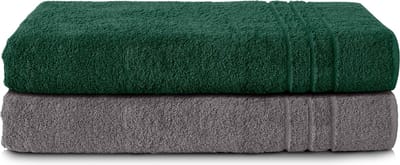 Komfortec Set van 2 Handdoeken 80x200 cm - 100% Katoen - XXL Saunahanddoeken - Badlaken - Strandlaken - Badhanddoek- Douchelaken - Zacht - Hoge Absorptie - Sneldrogend - Antracietgrijs&Donkergroen