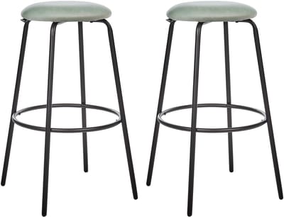 MORTON - Barkruk set van 2 - Mintgroen - Fluweel
