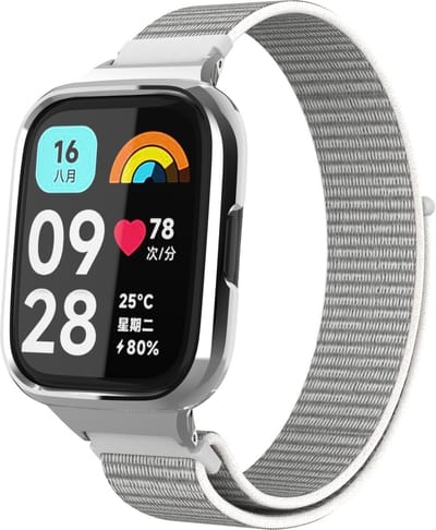 Strap-it Nylon smartwatch bandje - Comfortabele nylon band met klittenbandsluiting geschikt voor Xiaomi Redmi Watch 3 Active / Lite - zeeschelp