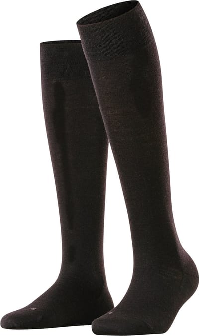 FALKE Sensitive Berlin drukvrije comfort tailleband wol katoen kniekousen dames zwart - maat 35-38