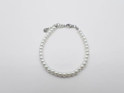 Colure® armband glasparels 6mm white zilver