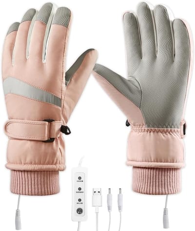 Verwarmde handschoenen voor dames, waterdichte winterhandschoenen met 3 temperatuurinstellingen, antislip en multifunctioneel voor skiën en fietsen