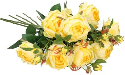 Top Art Kunstbloem roos Ariana - 5x - geel - 73 cm - kunststof steel - decoratie bloemen