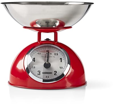 Melissa Keukenweegschaal Analoog - Keukenweegschaal met Kom - Retro - Tot 5kg - 16310239 - Rood