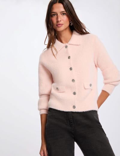 Morgan - Vest met lange mouwen en reverskraag 261-MDOMILA Peche - Maat : XL