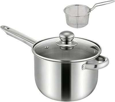 Airfryer Pan - Friteuse Pot - Compact Koken - Inductie Compatibel - 15 inch - Zilver