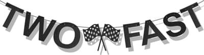 TWO FAST Gelukkige Verjaardag Banner, Thema Feestartikelen Decoraties Geblokte Vlaggen Zwart-wit Racing Banner Let's Go Racing Geblokte Vlag Feest Raceauto Verjaardagsfeestje Decoraties