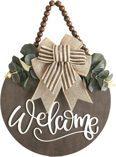 Ronde Houten Welkomstbord voor Voordeur en Buitenmuur - Rustiek Farmhouse Decor voor Elk Seizoen