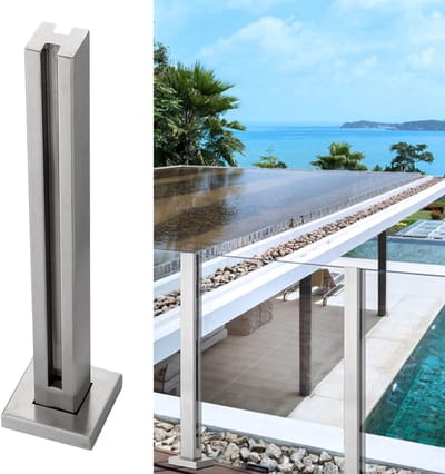 Glazen Balustrade Paalsysteem - Glazen Terrasafscheiding - Balkon Beveiligen - Inclusief Bevestiging - Zilverkleurig - Metaal