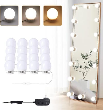 16 Stuks LED Make-up Spiegel Verlichting, Dimbaar met 3 Kleurstanden voor Hollywood Look