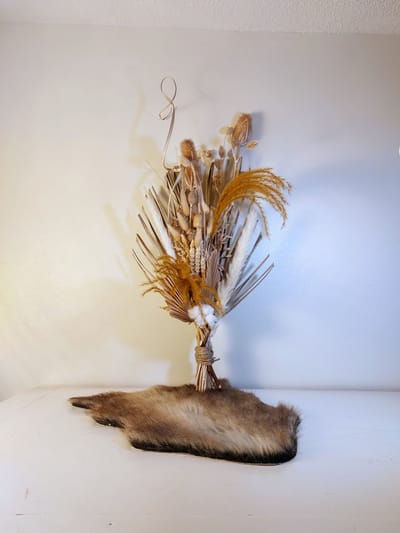 Charmante bos Sabine naturel, bruin, droogbloemen 77cm hoog, cadeau