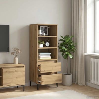 vidaXL - Highboard - Artisanaal - eiken - 40 - x - 36 - x - 110 - cm - Bewerkt - hout