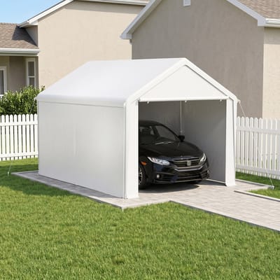 ACXIN Zeltgarage - Carport Tent - Weerbestendige Garage - PE Zeil & Stalen Frame - 3x4m - Wit