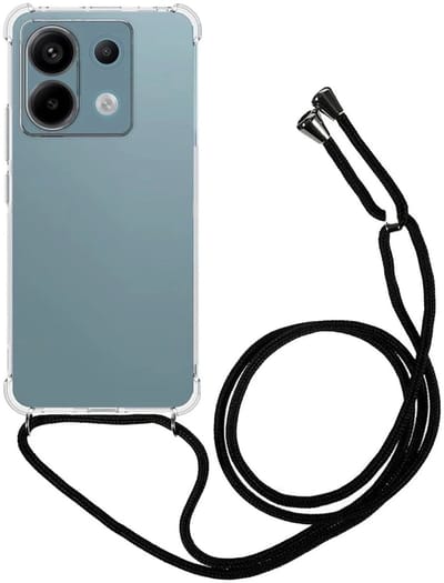 Schokbestendig Transparant Hoesje met Koord Geschikt voor Xiaomi Redmi Note 13 Pro 5G / Poco X6 | Shockproof Back Cover met Ketting | Flexibel TPU | Doorzichtig
