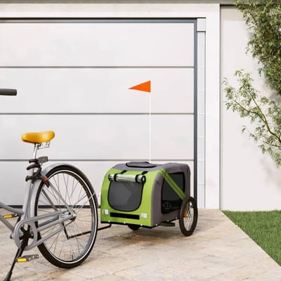 Hondenfietskar - Huisdierkar - Uitstapjes met huisdier - Waterafstotend Oxford-stof - 865 x 595 x 11 cm - Groen en grijs