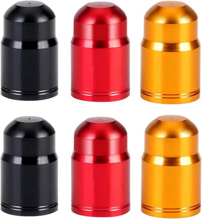 SnelShoppen - Pack van 6 Ultralight Aluminium Ventieldoppen voor Fiets Mountainbike Wegfiets Schrader Ventiel (Goud, Rood, Zwart)