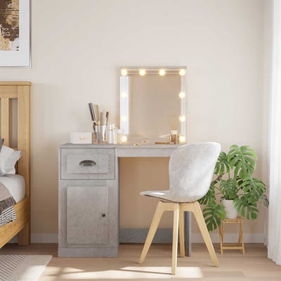 vidaXL - Kaptafel - met - LED-verlichting - 90x42x132,5 - cm - betongrijs