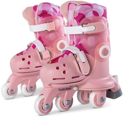 Yvolution - Twista Skates - Roze - Verstelbare kinderskeelers - Van rolschaats naar skates - Maat 30 - 34
