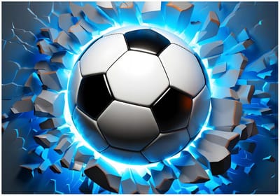 WALLARENA - Fotobehang - 150x105 cm - 3D voetbal thema voor jongens, jeugdbehang voor kinderen