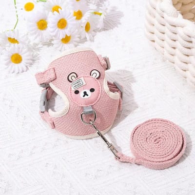 Schattige hondenriem kleine huisdier kat konijn halsband borstriem hondentouw maltese chihuahua puppy riem ultra klein huisdier harnas nieuw M (3-6KG)
