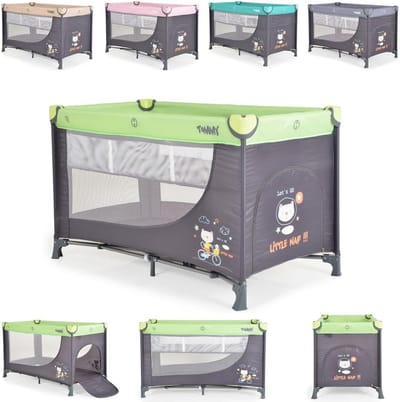 Reisbed - Vouwbed Kinderen - Spelen en Slapen - Twee Niveaus - 120x60x77 cm - Groen