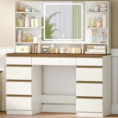 Kaptafel met Spiegel en Verlichting - Make-up Tafel - Make-up tafel - Organizer