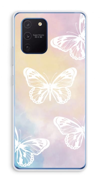 Case Company® - Hoesje geschikt voor Samsung Galaxy Note 10 Lite hoesje - White butterfly - Soft Cover Telefoonhoesje - Bescherming aan alle Kanten en Schermrand