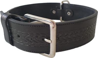 ALOKÉ  Print Braid Hondenhalsband / Halsband (02187DT) - Italiaans Echt Leder - Zwart - Nekomvang: 52 - 59 cm (GELIEVE ALVORENS BESTELLEN OPMETEN)