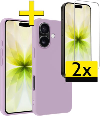 Hoesje - Met 2x Screenprotector - Geschikt voor Apple iPhone 17 - Sterk & Shockproof - Back Cover - Siliconen Case - Telefoon Hoes - Telefoonhoesjes - Lila