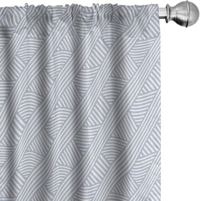 ABAKUHAUS Voorhang – 2x75x175 cm – Microvezel, diagonale strepen, blauwgrijs/kokosnoot