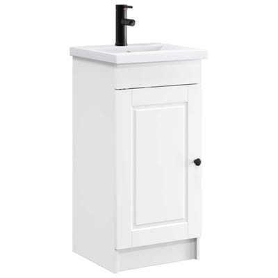 vidaXL - Badkamer - Vanity - met - Wastafel - Wit - 42 - x - 40 - x - 84,5 - cm - Bewerkt - hout