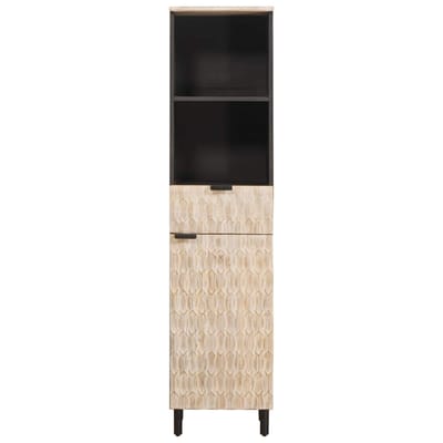 vidaXL - Badkamerkast - Zwart - en - Wit - 38 - x - 33 - x - 160 - cm - Massief - Mango - Hout