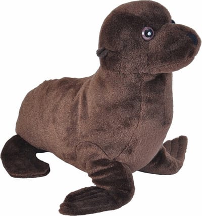 Wild Republic Zeeleeuw knuffel 35 cm - pluche - bruin - kraalogen - speelgoed