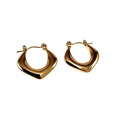 ∅20mm Oorringen Dames - Verguld RVS - Gouldkleurige Oorbellen - Ruitvorm