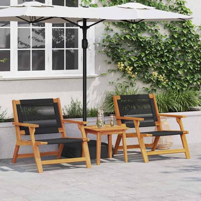 vidaXL - Tuin - Relaxstoel - 2 - st - Zwart - Massief - Acacia - Hout