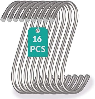 16 Stuks Roestvrijstalen S-Haken - Extra Sterk - Tot 25 kg Belastbaar - 12 cm Lengte - Multifunctionele Ophanghaken voor Keuken, Badkamer, Werkplaats en Meer