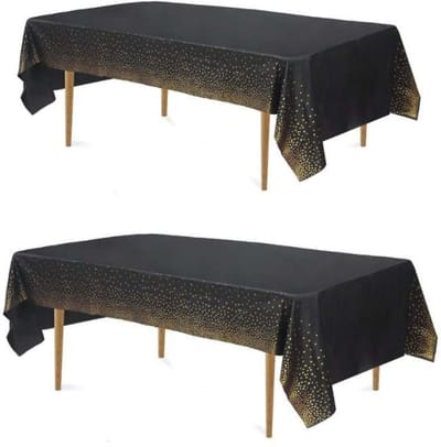 Joya Party® 2x Zwart & Goud Plastic Wegwerp Tafelkleed Set | Verjaardag Versiering | Abraham Sarah Feest Decoratie | 274 x 137 cm