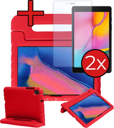 Hoesje - Geschikt voor Samsung Galaxy Tab A 8.0 (2019) - Met 2x Screenprotector - Kinderhoes - Shockproof Bumper - Kidsproof Case - Tablethoes - Kinder Hoes Cover - Rood