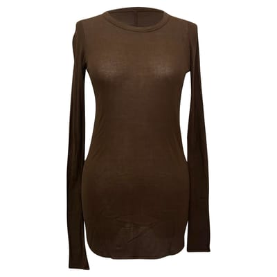 Rick Owens T-shirt met lange mouwen en ribgebreide afwerking in bruine viscose