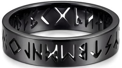 Ring Viking runen zwart dames en heren - Zwarte ring met geschenkverpakking van Mauro Vinci MAAT 7