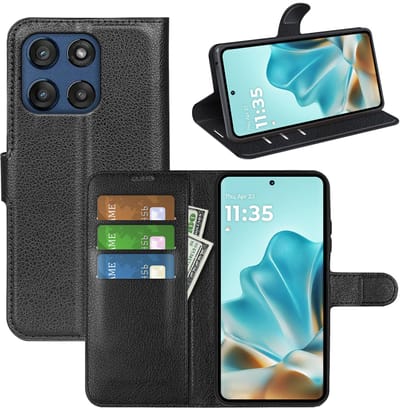 MobyDefend Hoesje - Geschikt voor Motorola Edge 60 / Motorola Edge 60 Fusion - Kunstleren Wallet Book Case (Sluiting Voorkant) - Zwart