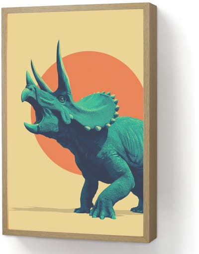 Wandlamp 40x60 cm - Oplaadbaar - Triceratops - Cirkel - Oranje - Hoorns - Wandlampen binnen woonkamer - Slaapkamer lamp - Decoratieve nachtlamp - Vloerlamp draadloos