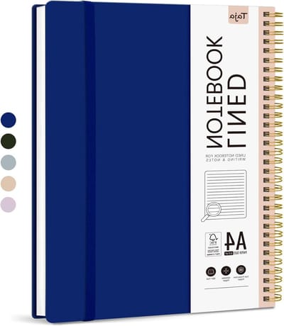 Spiraal Notitieboek - Gelinieerd Dagboek - Notities Maken - 100 g/m² Inktvrij Papier - 85 x 11 inch - Kobalt
