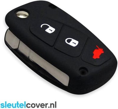 Autosleutel Hoesje geschikt voor Fiat - SleutelCover - Silicone Autosleutel Cover - Sleutelhoesje Zwart