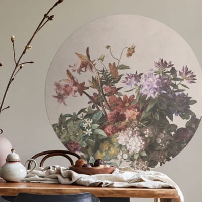 Behangcirkel 80cm Studio Wallz - Bloemen stilleven mix creme