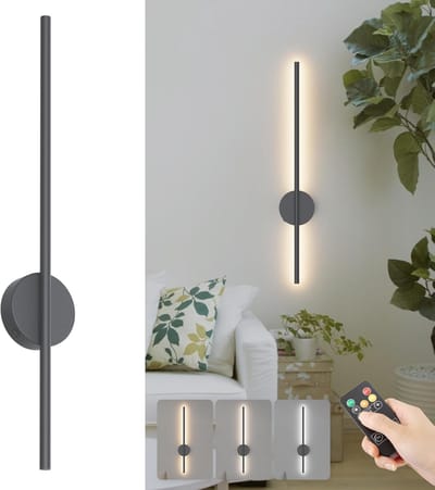 Draadloze wandlamp met afstandsbediening, 10.000 mAh, 80 cm, dimbaar, 360 graden draaibaar, moderne binnenverlichting